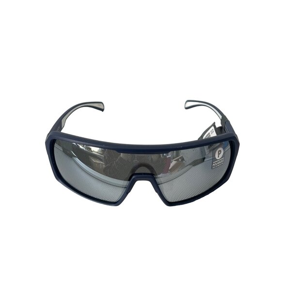 Kreedom Polarized Sports Sunglasses Blue Frame Silver Lenses Cycling Active NEW - Picture 1 of 6
